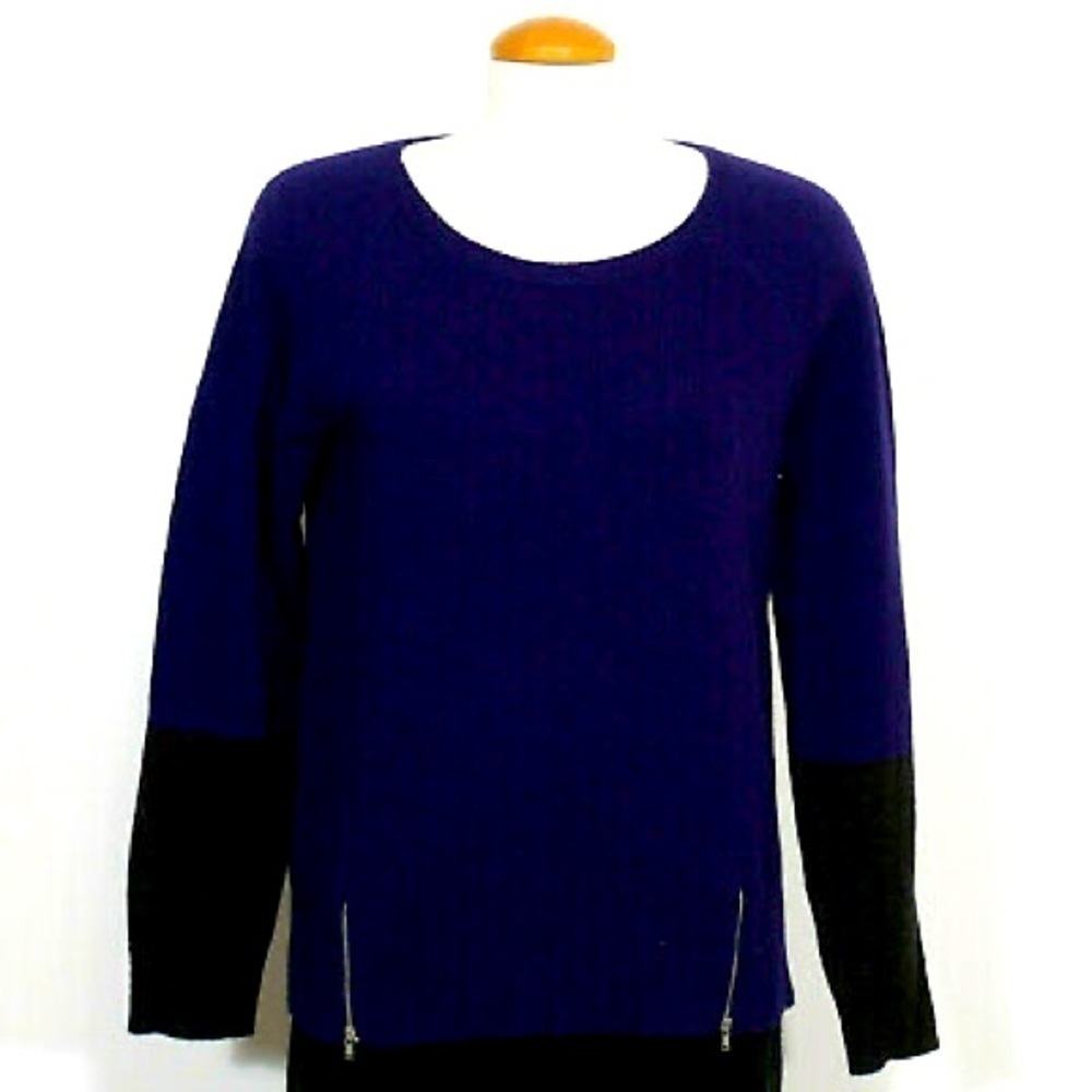 Ellen Fisher blue/ black ladies S/P size sweater Super Cute!